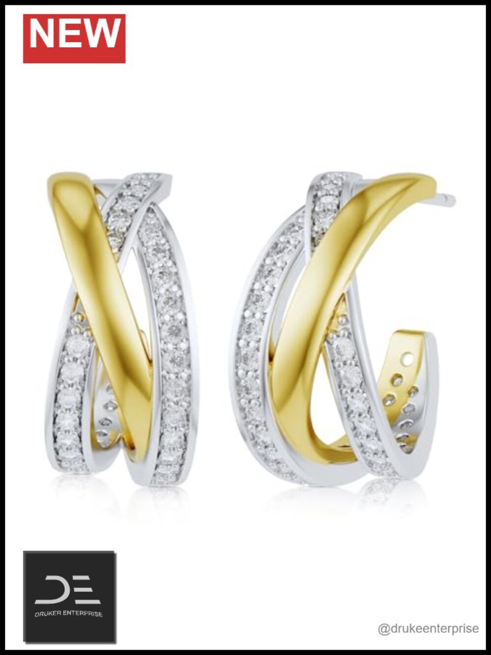Sterling Silver Gold Plated Cubic Zirconia Twisted Hoop Earrings for Women